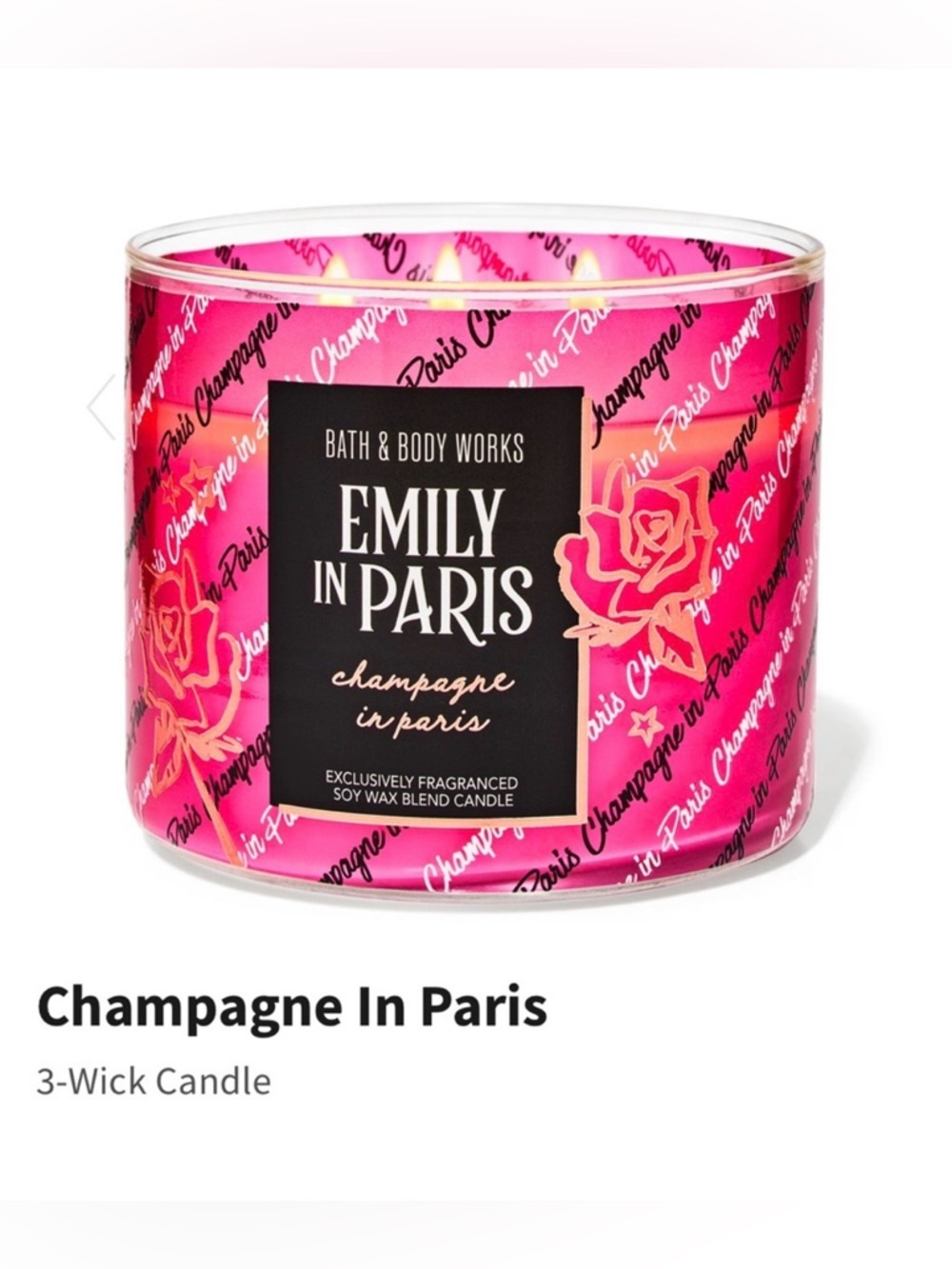 B&BW Emily in Paris “Champagne in Paris” 3-Wick Candle Decorative Metal Lid |NIB